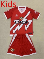 2024-2025 Rayo Vallecano Away Red Kids/Youth Soccer Unifrom-AY