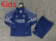 2025-2026 Paris SG 3rd Away Blue Kid/Youth long Soccer Uniform-6748
