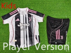 Player Version 25-26 Juventus Home Black&White Soccer kids Uniform-9926