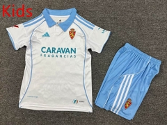 25-26  Real Zaragoza Home White Kids/Youth Soccer Uniform-7809