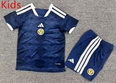 26-27 Scotland Home Blue Kids/Youth Soccer Uniform-7809
