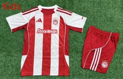 25-26 Olympiacos F.C.  Home Red&White  kids Soccer Uniform -5526