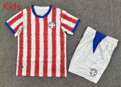 26-27 Paraguay Home Red&White Kids/Youth Soccer Uniform-7809