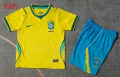 26-27 Brazil Home Yellow  Kids/Youth Soccer Uniform-9484