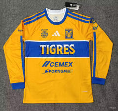 (S-4XL)26-27 Tigres UANL Home Yellow LS Thailand Soccer Jersey AAA-5378