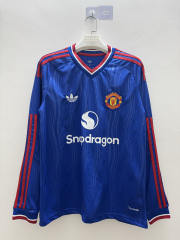 (S-4XL) 26-27 Manchester United Away Blue LS Thailand Soccer Jersey AAA-9268