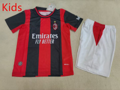 26-27 Correct Version AC Milan Home Red&Black Kids/Youth Soccer Uniform-507