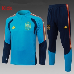 26-27 (2 Star) Spain Lake Blue Kid-Youth Soccer Tracksuit-815