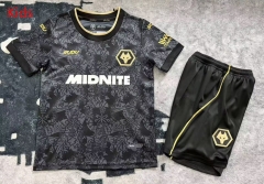 26-27 Wolverhampton Wanderers 2nd Away Black Kid/Youth Soccer Uniform-7809