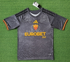 (S-4XL) 26-27 Roma 2nd Away Grey&Black Thailand Soccer Jersey AAA-403
