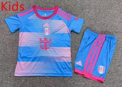 26-27 Fulham 2nd Away Blue&Pink Kids/Youth Soccer Uniform-7809
