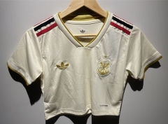 26-27 Flamengo Yellow Women Navel Revealing Style Soccer Jersey-6400