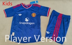 Player Version 26-27 Manchester United Away Blue Kids/Youth Soccer Uniform-1794