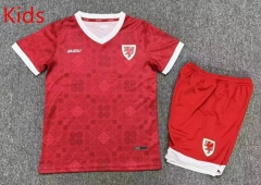 26-27 Wales Home Red Kids/Youth Soccer Uniform-7809