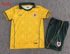 27-28 Wales Away Yellow Kids/Youth Soccer Uniform-7809