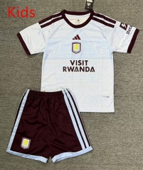 26-27 Aston Villa 2nd Away Light Blue Kid/Youth Soccer Uniform-2483