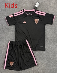 26-27 Sevilla 2nd Away Black Kids/Youth Soccer Uniform-4247