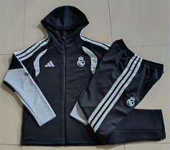 26-27 Real Madrid Black Thailand Soccer Jacket Uniform With Hat-815
