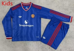 26-27 Manchester United Away Blue Kids/Youth LS Soccer Uniform-7998