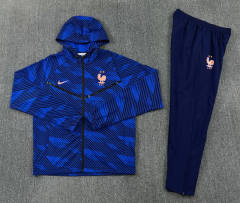 26-27 France Color Blue Thailand Soccer Trench Coat Uniform With Hat-2315