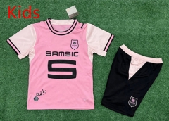 26-27 Stade Rennais 2nd Away Pink Kids/Youth Soccer Uniform-7309