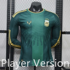 (S-4XL) Player Version 26-27 Argentina Green LS Thailand Soccer Jersey AAA-888