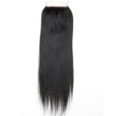 Osolovely Hair 12A Grade Straight Lace Closure Natural Color 10 to 20 Inch 4*4 Free Part Swiss Lace Virgin Hair