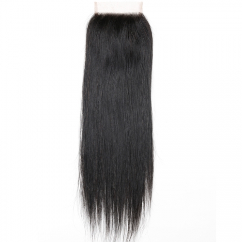 Osolovely Hair 9A Grade Straight Lace Closure Natural Color 10 to 20 Inch 4*4 Free Part Swiss Lace Virgin Hair