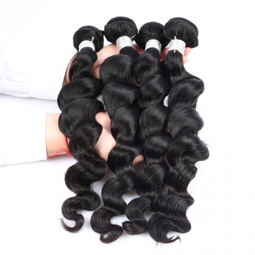 Osolovely Hair 1Pc 9A Hair Weave Bundles Loose Wave Human Hair Weaving Extensions Human Hair Products Natural Color