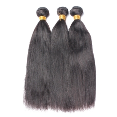 Osolovely Hair 1Pc 9A Yaki Straight Human Hair Mink Hair Weave Bundles Light Yaki Natural Black Hair Products