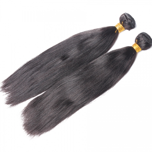 Osolovely Hair 1Pc Yaki Straight Hair Mink Hair Weave Bundles Hair Extension 10"-30" Yaki Human Hair Bundles Natural Black