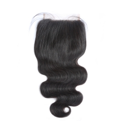 Osolovely Hair Body Wave Free Part 5x5 Lace Closure Human Virgin Hair Medium Brown Swiss Lace With Baby Hair