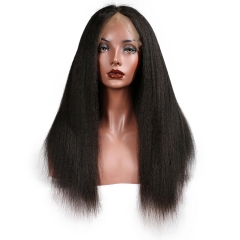 Full Lace Human Hair Wigs Kinky Straight Natural Color Mink Hair Lace Wigs For Black Women With Baby Hair