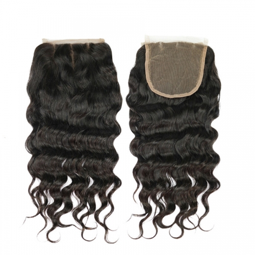 Osolovely Hair 12A Grade Human Virgin Hair Loose Wave 5x5 Lace Closure 3 Part Swiss Lace Bleached Knots Closure With Baby Hair
