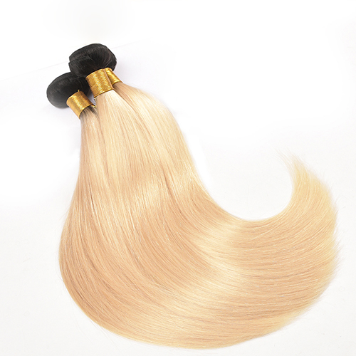 Osolovely Hair 1Pc 9A Grade 1b/613 Straight Human Hair Weave Ombre Color Bundles Virgin Hair Weft​​​​​​​