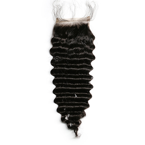 Osolovely Hair 12A Grade Deep Wave Human Hair Lace Closure Free Part With Baby Hair Natural Black Color Bleached Knots