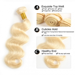 Osolovely Hair 1Pc 9A Grade #613 Blonde Hair Bundles Body Wave Hair Weave100% Human Hair Extension 10"-30"