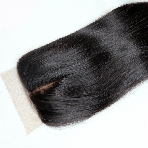 Osolovely Hair 12A Grade Straight Silk Base Lace Closure Natural Color 10 to 20 Inch 4*4 Middle Part Swiss Lace Virgin Hair