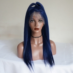 Osolovely hair blue full lace wig Colorful Nice blue color silky straight lace wig
