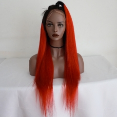 Colorful Osolovely hair 1B omber red wig pre plucked hairline straight full lace 130% density
