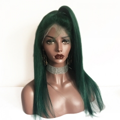 Colorful Osolovely Hair Green Human Hair 10-30inch Long Human Hair Wigs Straight Pre Plucked Full Lace Wig Full Ends