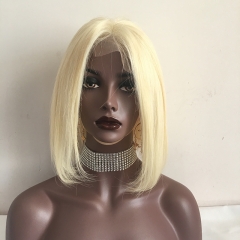 Colorful Osolovely Hair 613 Blonde Human Hair Lace Front Wigs Pre plucked Short Bob wigs With Baby Hair Bleached Knots