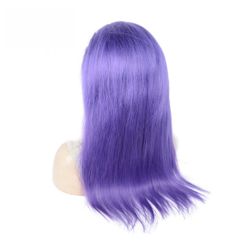 Colorful Osolovely Hair Light Purple Color Full Lace Human Hair Wigs Straight Mink Virgin Hair Full Lace Wig Pre Plucked Natural Hair Line