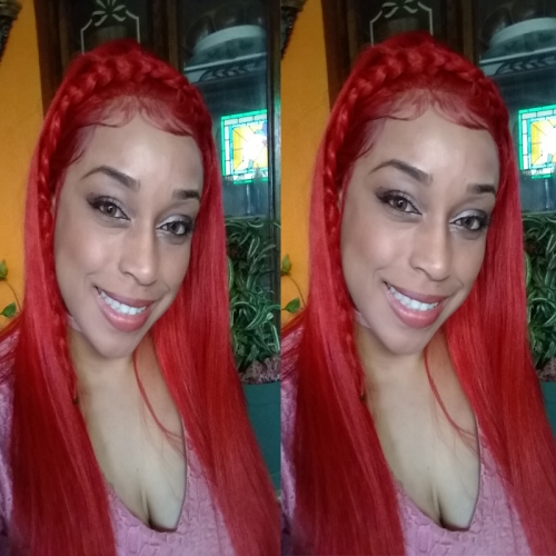 Colorful Osolovely Hair Red Human Hair Full Lace Human Hair Wigs with Baby Hair Pre-Plucked Hairline Red Color Glueless Wigs