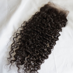 Osolovely Hair Curly Human Hair 6X6 Lace Closure 10-20 Inch Stock Bleached Knots Closure
