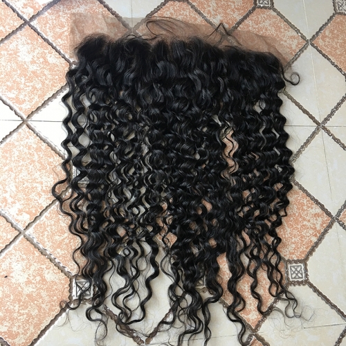 Osolovely Human Hair Pre Plucked 13x4 Lace Frontal Closure Water Wave Human Hair Natural Hairline With Baby Hair