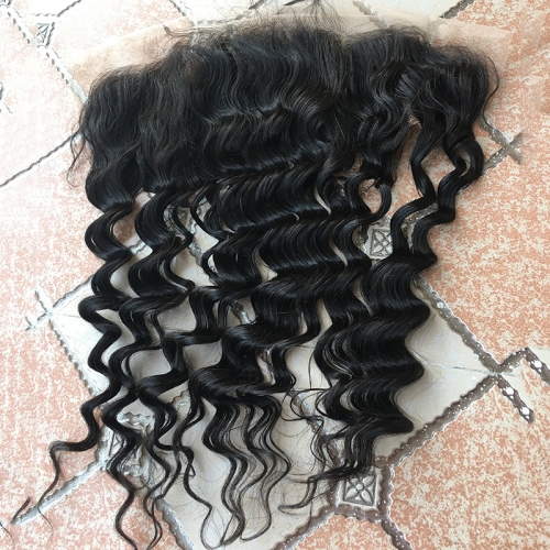 TRANSPARENT Lace Frontal 13x4 Loose Curly Virgin Hair with Baby Hair Bleached Knots Preplucked Osolovely Hair Weft