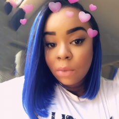 Colorful Osolovely Hair dark root 1b blue glueless lace front wig pre plucked hairline short bob lace wigs