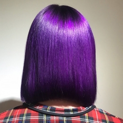 Colorful Osolovely Hair dark root 1b purple glueless lace front wig pre plucked hairline purple color short bob lace wigs