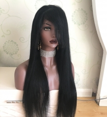Osolovely Hair Grade Virgin Human Hair Straight Full Lace Wig Natural Hairline Wig With Bangs